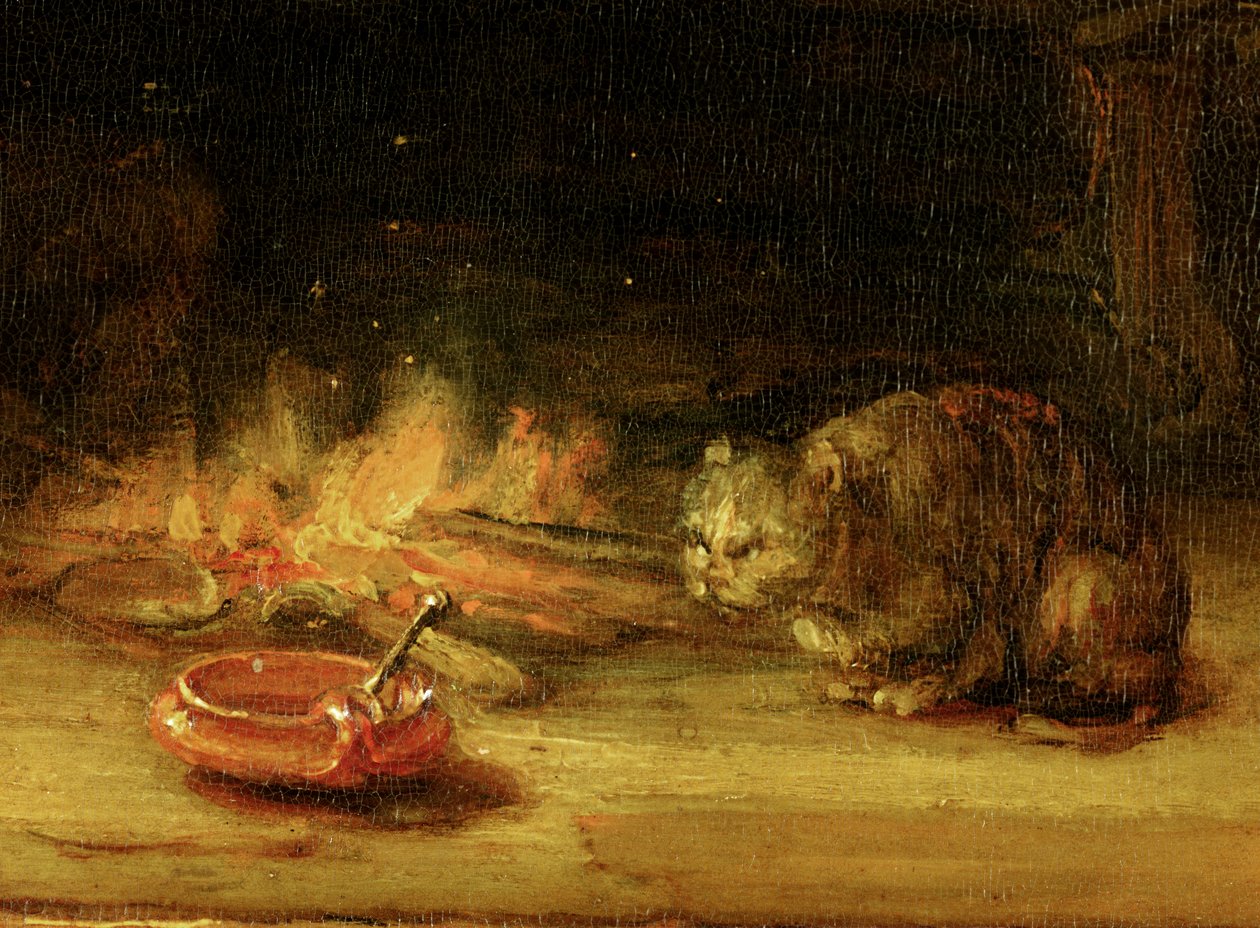 Macska, részlet a Szent Család függönnyel, 1646 (lásd: 244315) alkotó: Rembrandt van Rijn