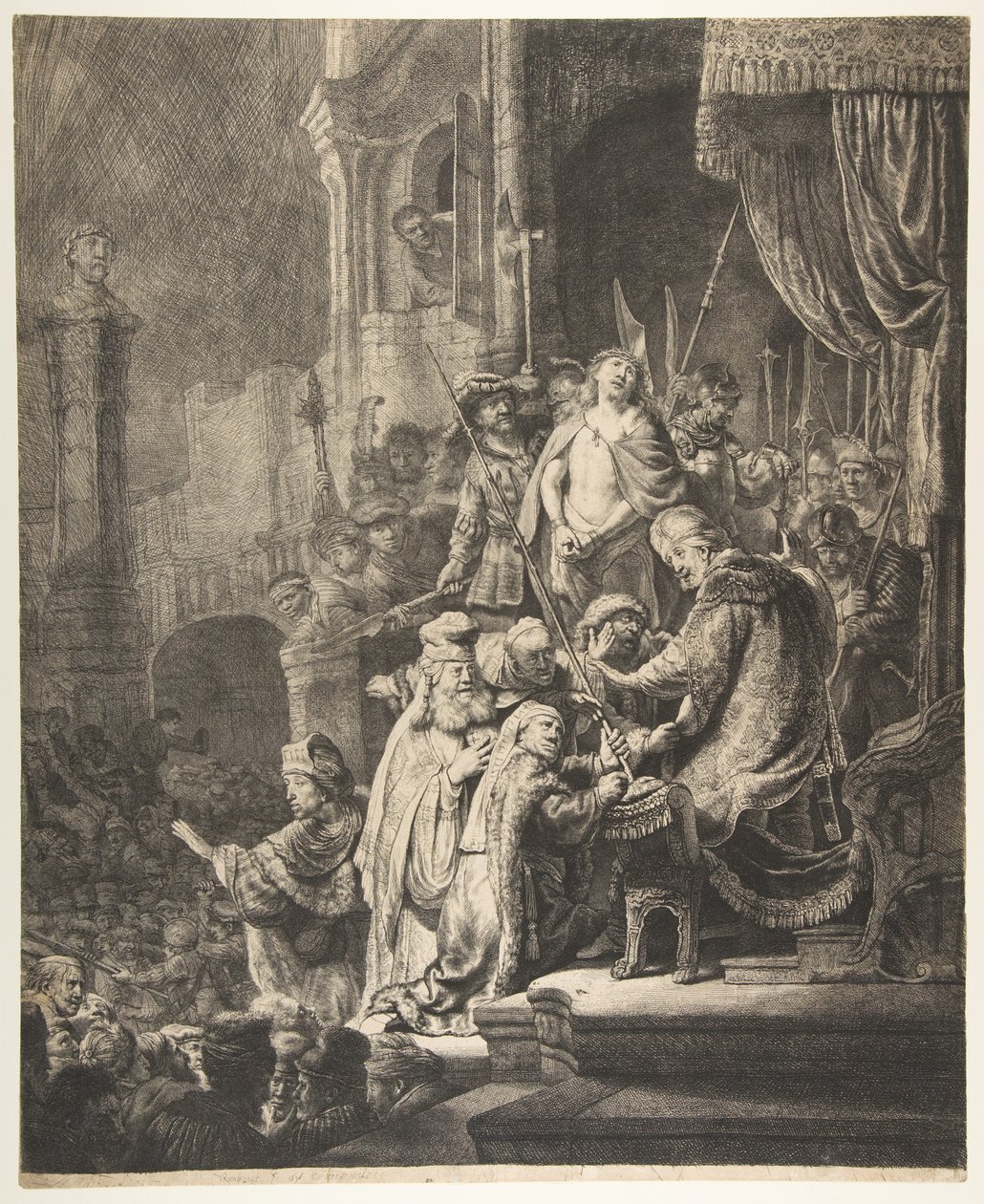 Krisztus Pilátus előtt: a nagy tányér, 1636. alkotó: Rembrandt van Rijn