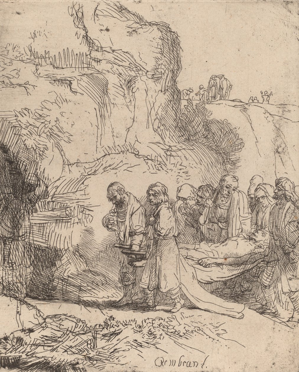 Krisztust a sírba vitték, c. 1645. alkotó: Rembrandt van Rijn