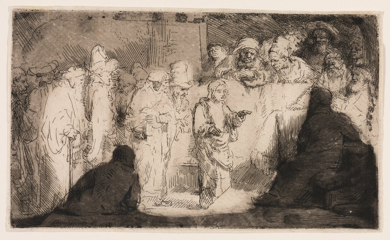 Krisztus vitázik az orvosokkal: vázlat alkotó: Rembrandt van Rijn