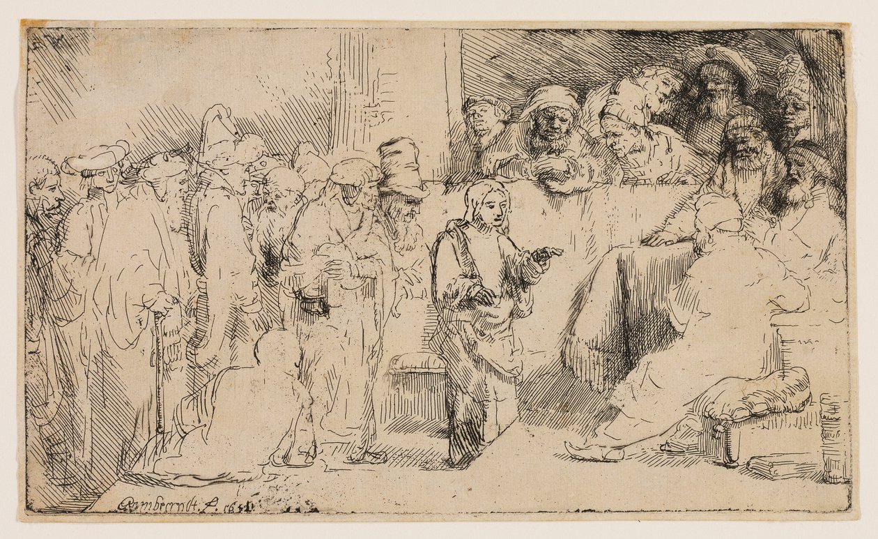 Krisztus vitázik az orvosokkal: vázlat alkotó: Rembrandt van Rijn