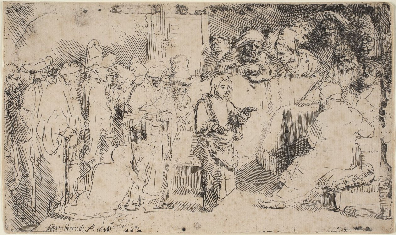 Krisztus vitája a törvénytudókkal: vázlat alkotó: Rembrandt van Rijn