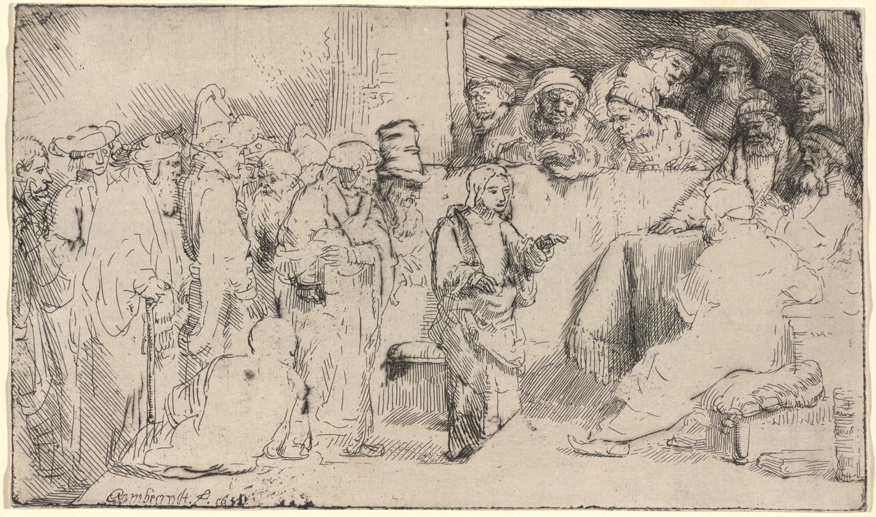 Krisztus vitázik az orvosokkal: vázlat alkotó: Rembrandt van Rijn