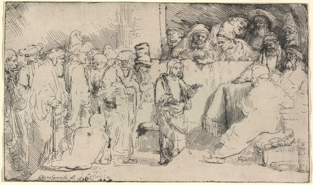 Krisztus vitája a törvénytudókkal: vázlat alkotó: Rembrandt van Rijn