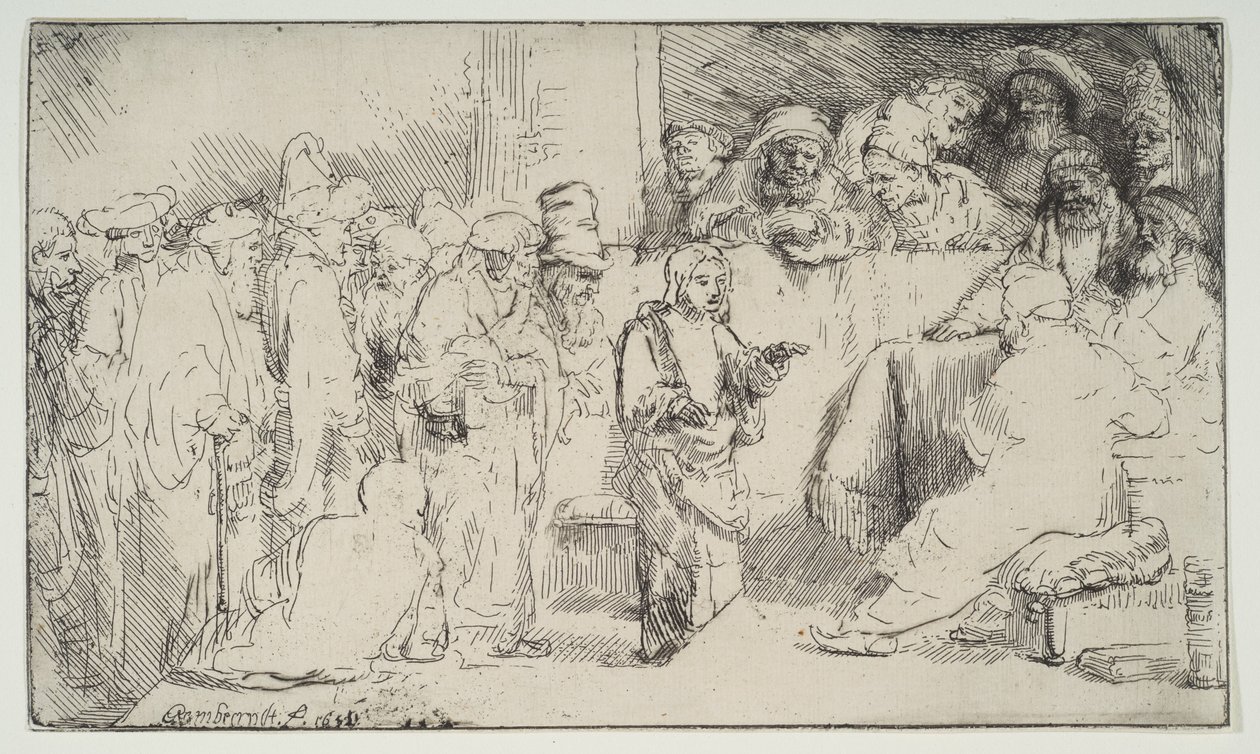 Krisztus vitatkozik az orvosokkal, vázlat, 1652. alkotó: Rembrandt van Rijn