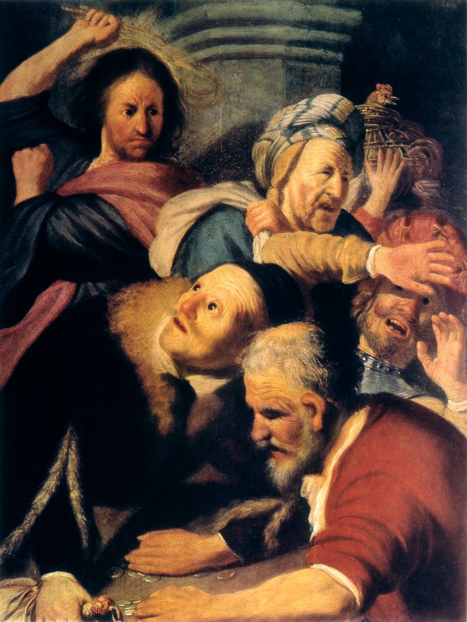 Krisztus kiűzi a pénzváltókat a templomból, 1626 alkotó: Rembrandt van Rijn