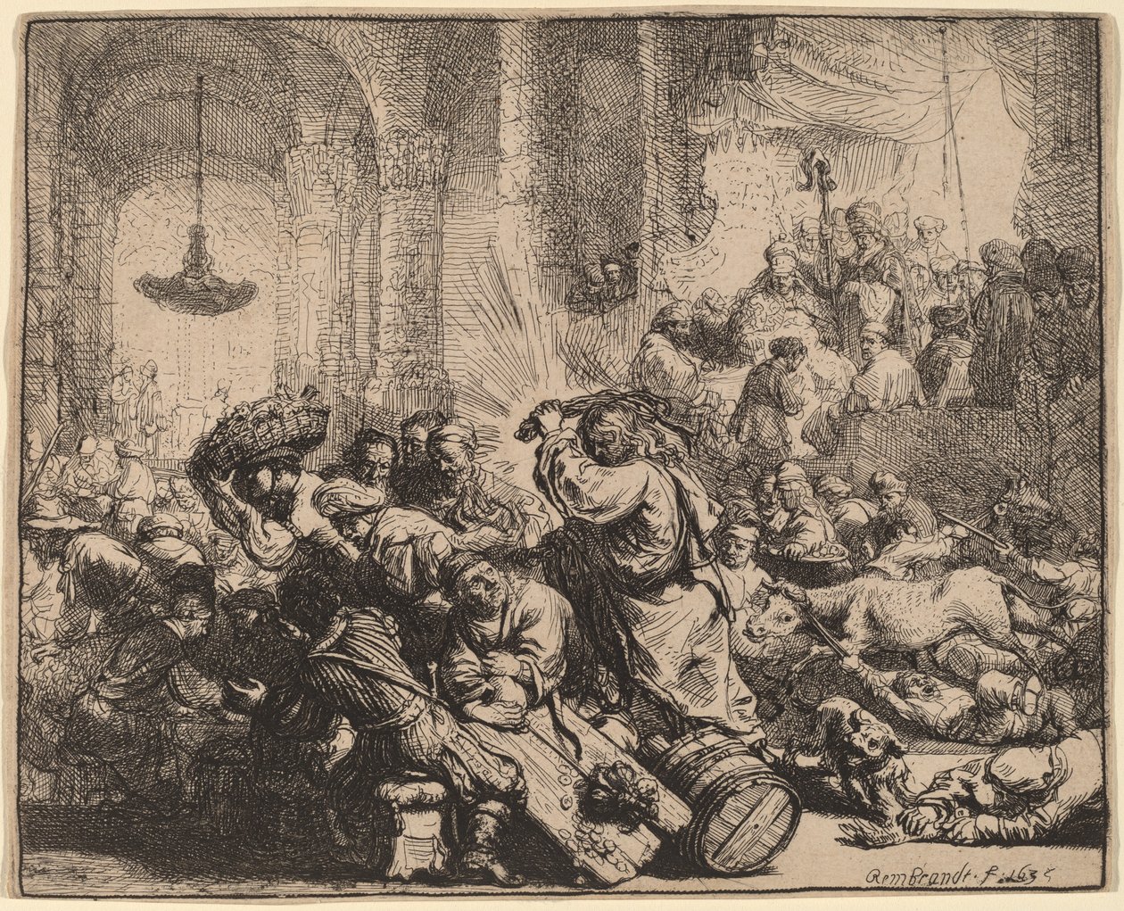 Krisztus kiűzi a pénzváltókat a templomból alkotó: Rembrandt van Rijn