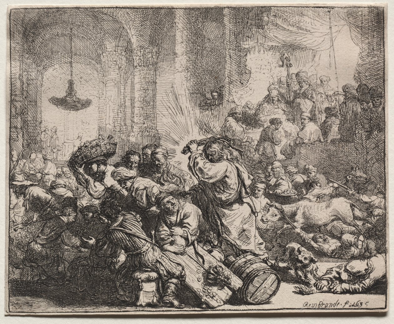 Krisztus kiűzi a pénzváltókat a templomból alkotó: Rembrandt van Rijn