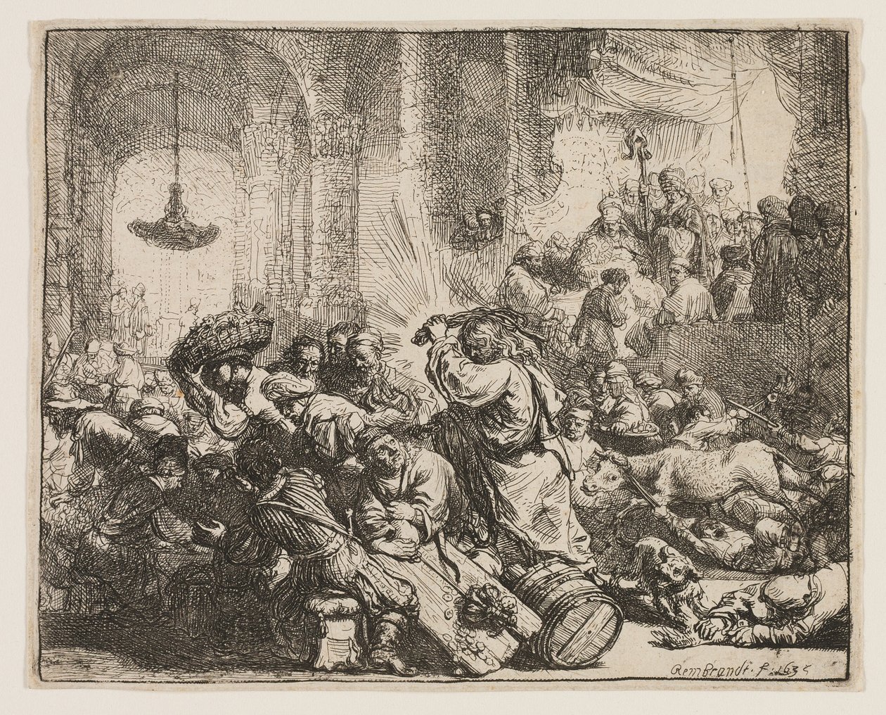 Krisztus kiűzi a pénzváltókat a templomból alkotó: Rembrandt van Rijn