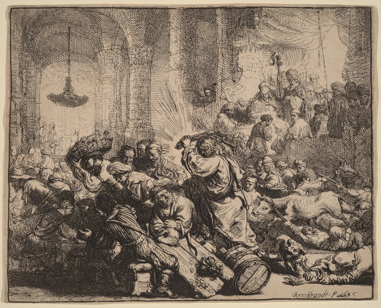 Krisztus elűzi a pénzváltókat a templomból alkotó: Rembrandt van Rijn