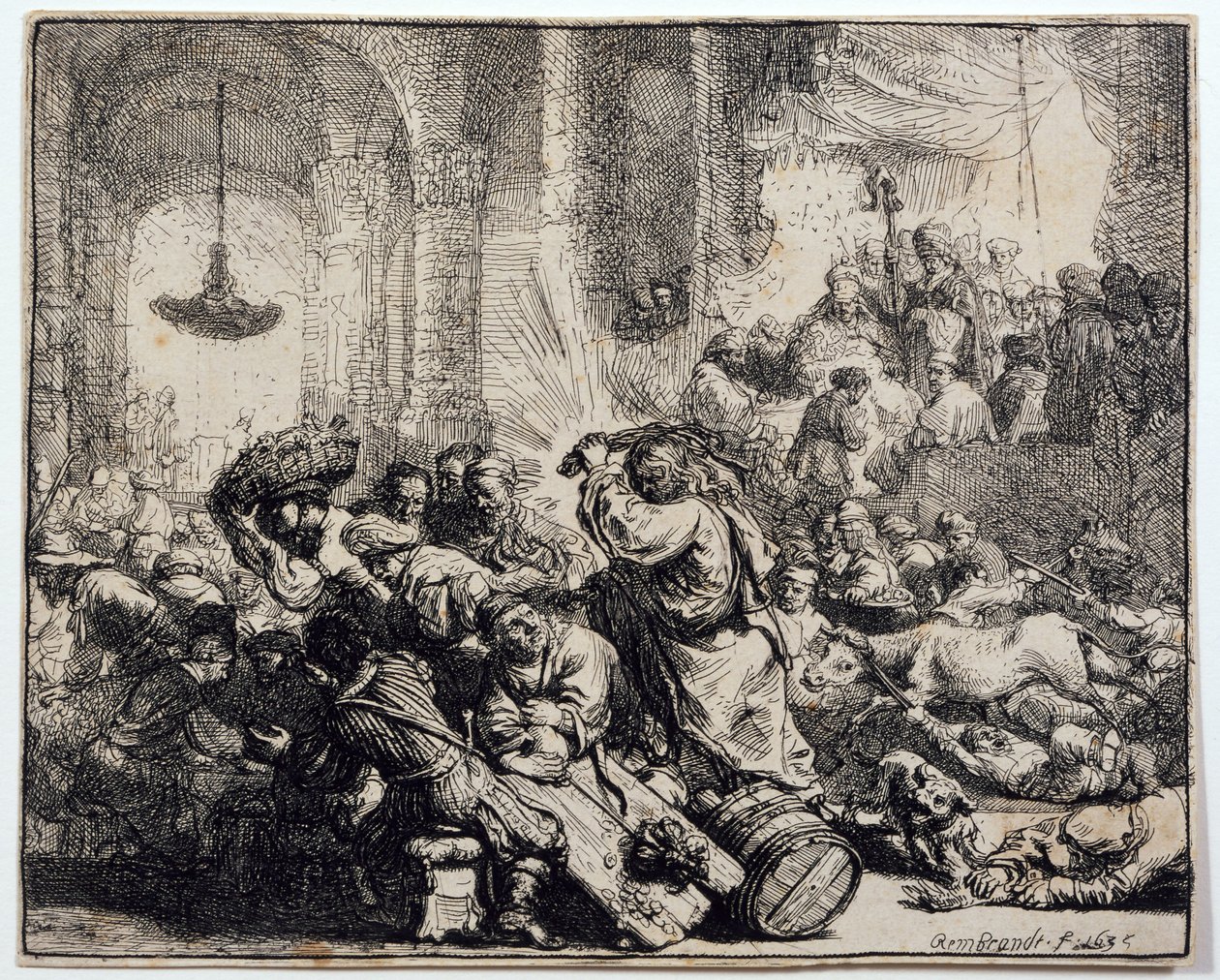 Krisztus kiűzi a pénzváltókat a templomból alkotó: Rembrandt van Rijn