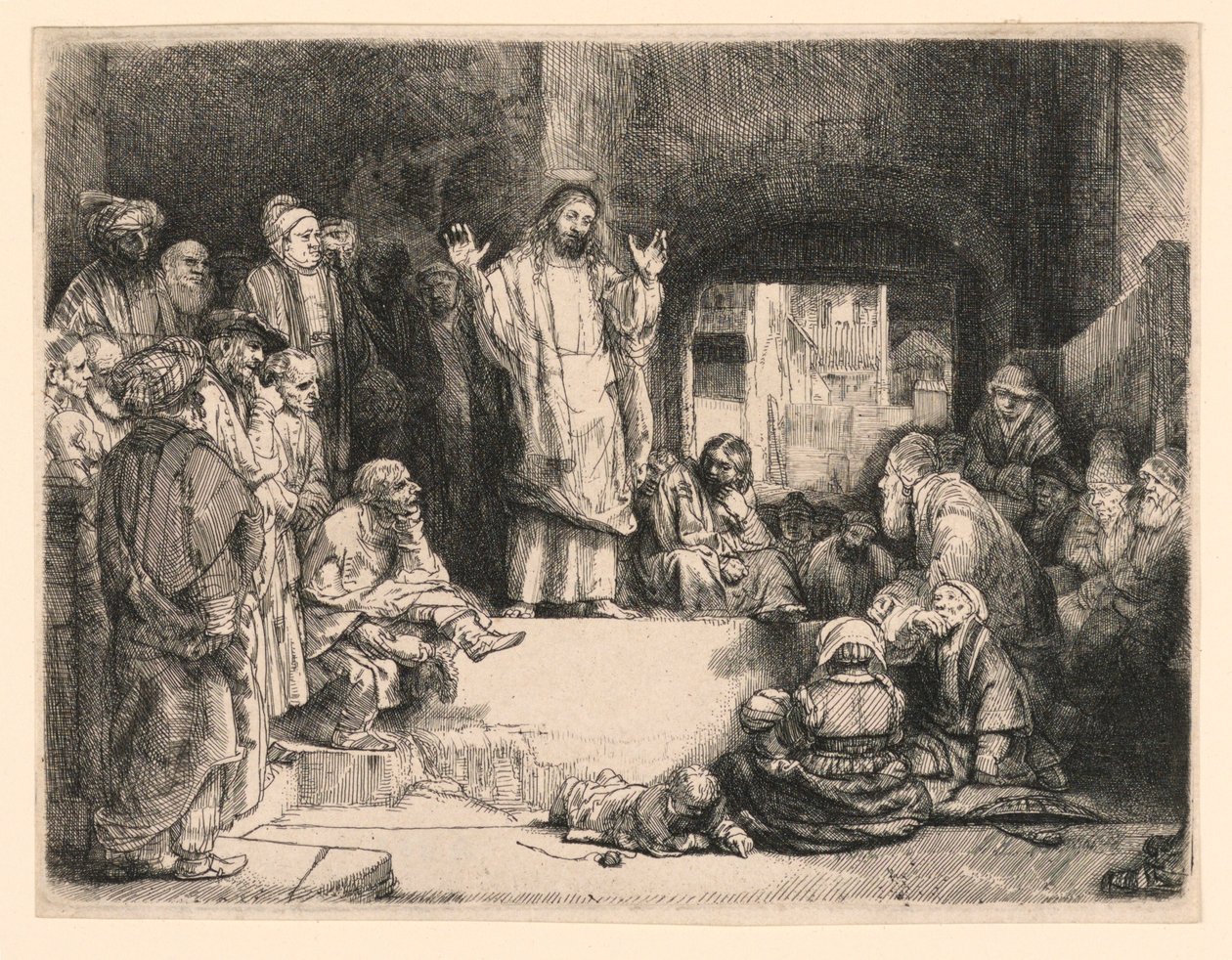 Krisztus prédikációja ("La Petit Tombe") alkotó: Rembrandt van Rijn