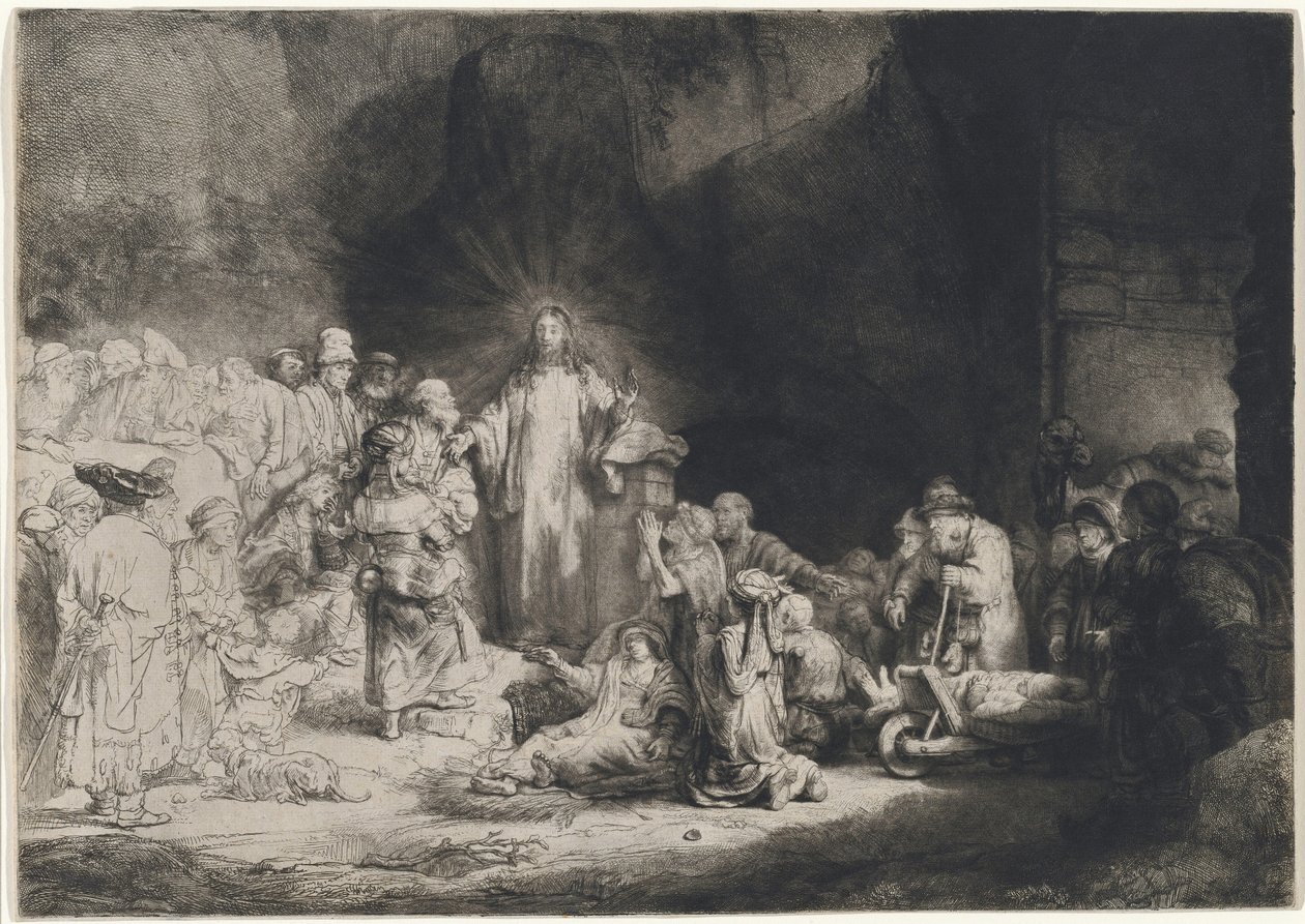 Krisztus prédikál (A száz guldenes metszet) alkotó: Rembrandt van Rijn
