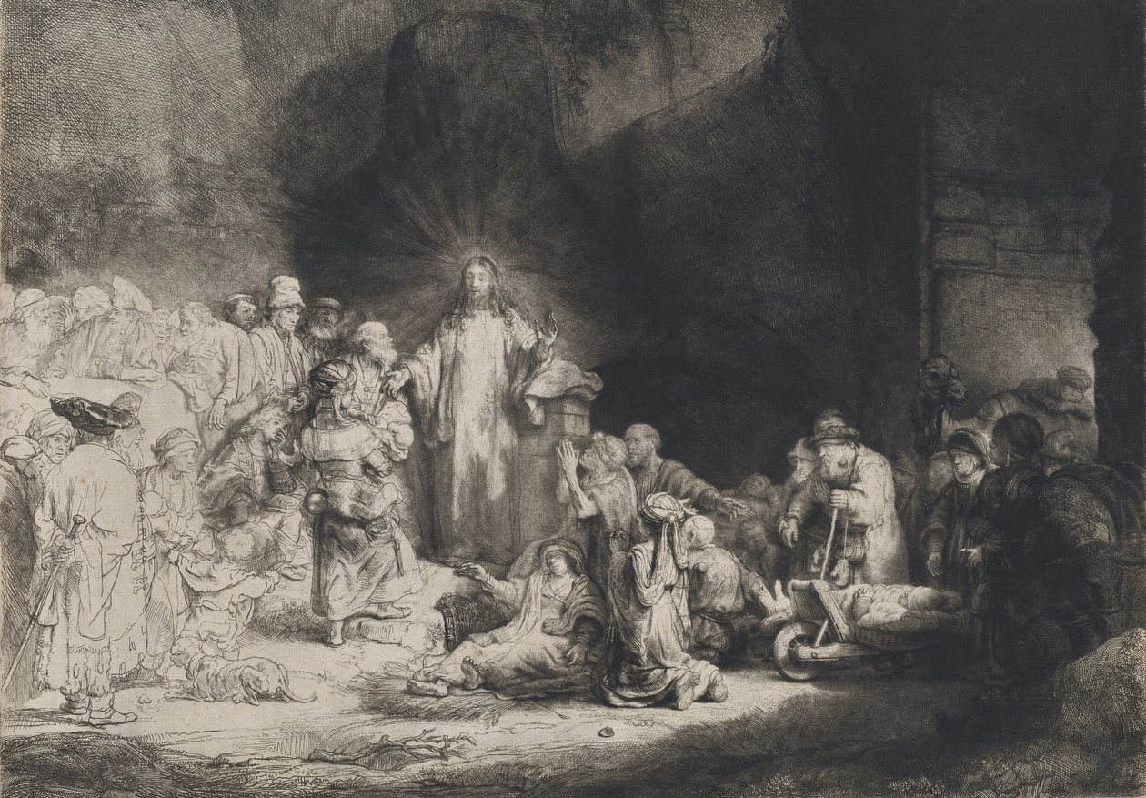 Krisztus prédikálja a száz guldenes nyomtatványt, c. 16431649. alkotó: Rembrandt van Rijn