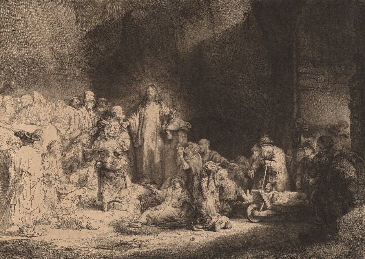 Krisztus prédikálja a száz guldenes nyomtatványt, c. 1649. alkotó: Rembrandt van Rijn