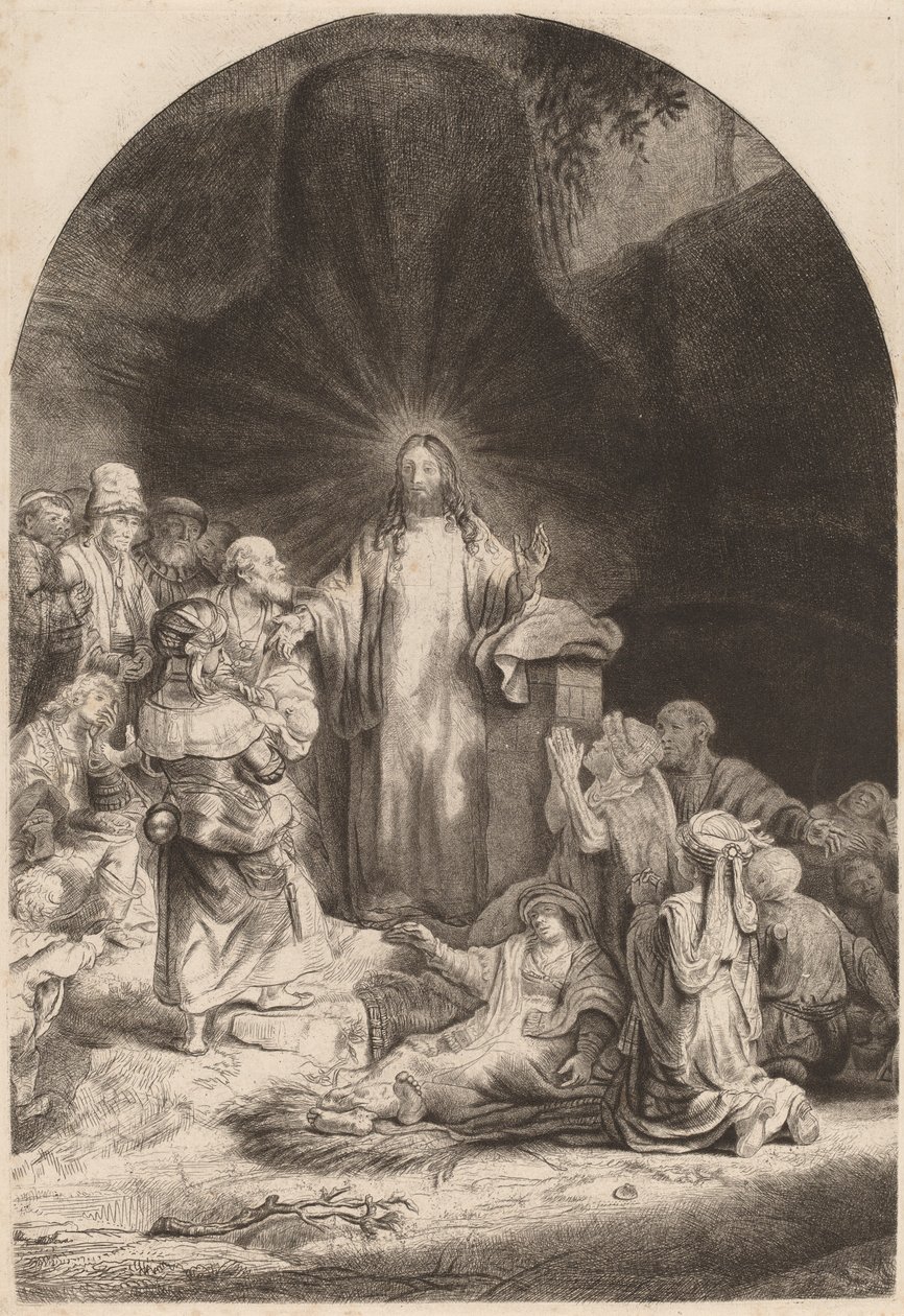 Krisztus prédikációja és gyógyító töredéke a száz gulden lenyomatából, c. 1649. alkotó: Rembrandt van Rijn
