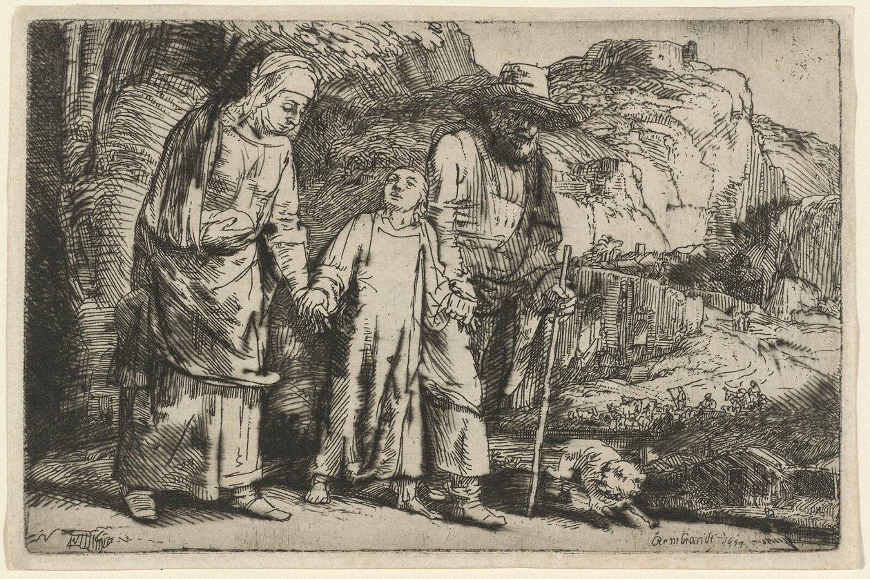 Krisztus szüleivel visszatér a templomból alkotó: Rembrandt van Rijn