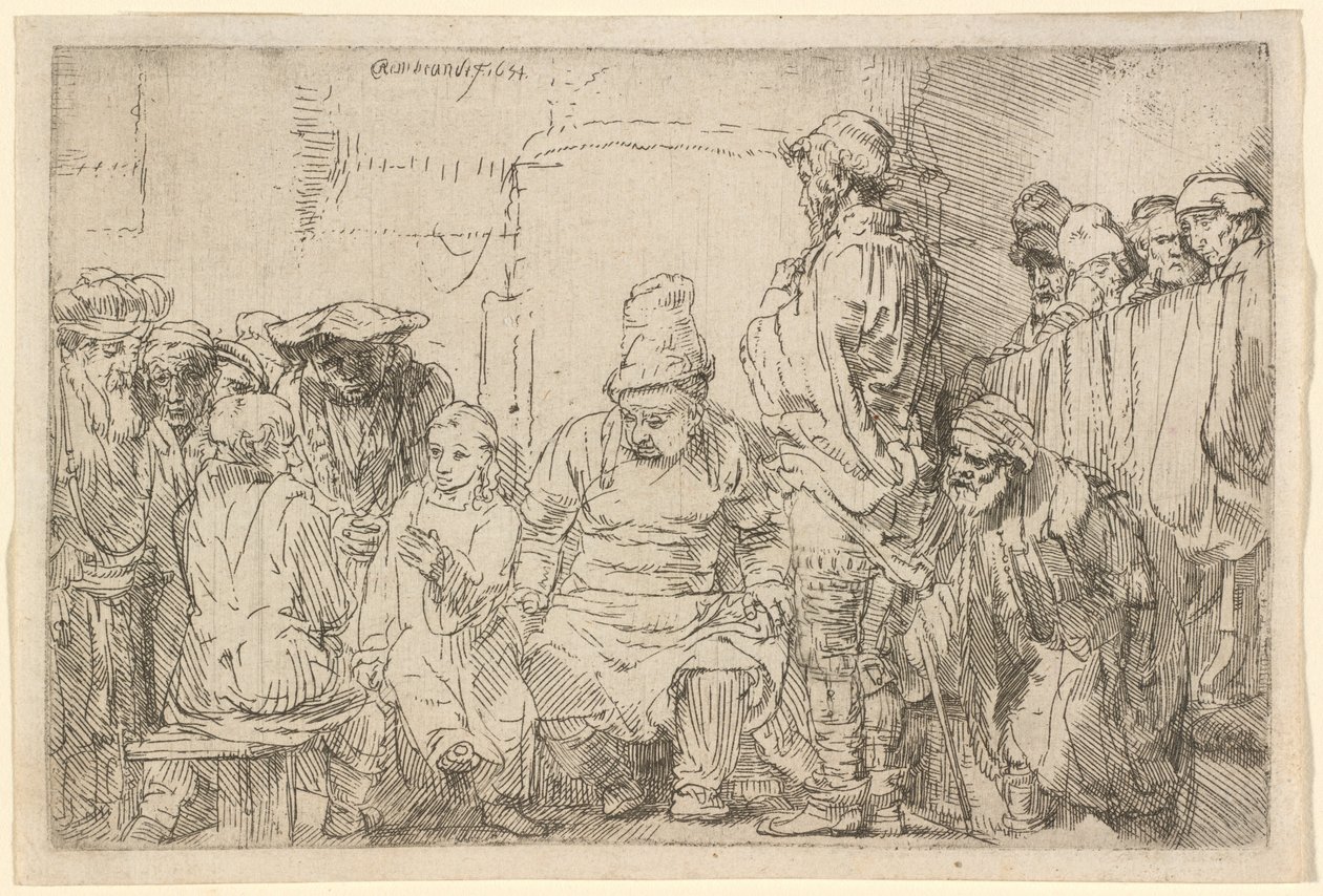 Krisztus ülve vitázik az orvosokkal alkotó: Rembrandt van Rijn