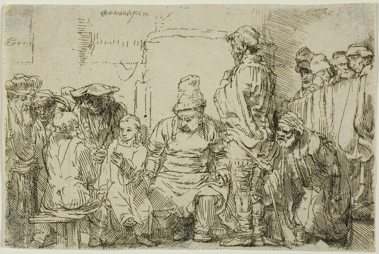 Krisztus ülve vitázik az orvosokkal alkotó: Rembrandt van Rijn
