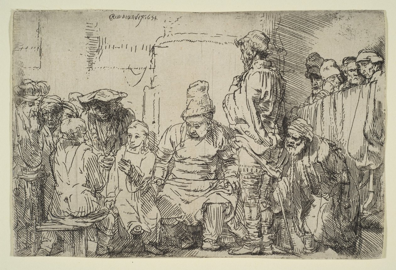 Krisztus ülve vitázik az orvosokkal, 1654. alkotó: Rembrandt van Rijn