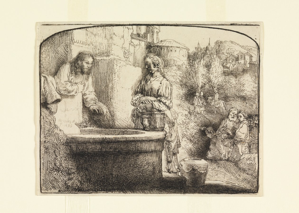 Krisztus és a szamáriai asszony alkotó: Rembrandt van Rijn