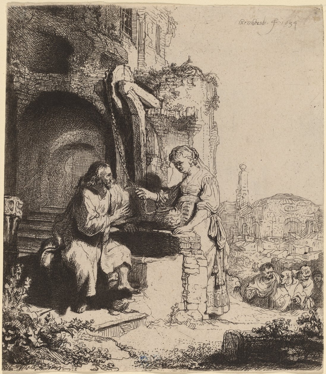 Krisztus és a szamáriai asszony a romok között alkotó: Rembrandt van Rijn