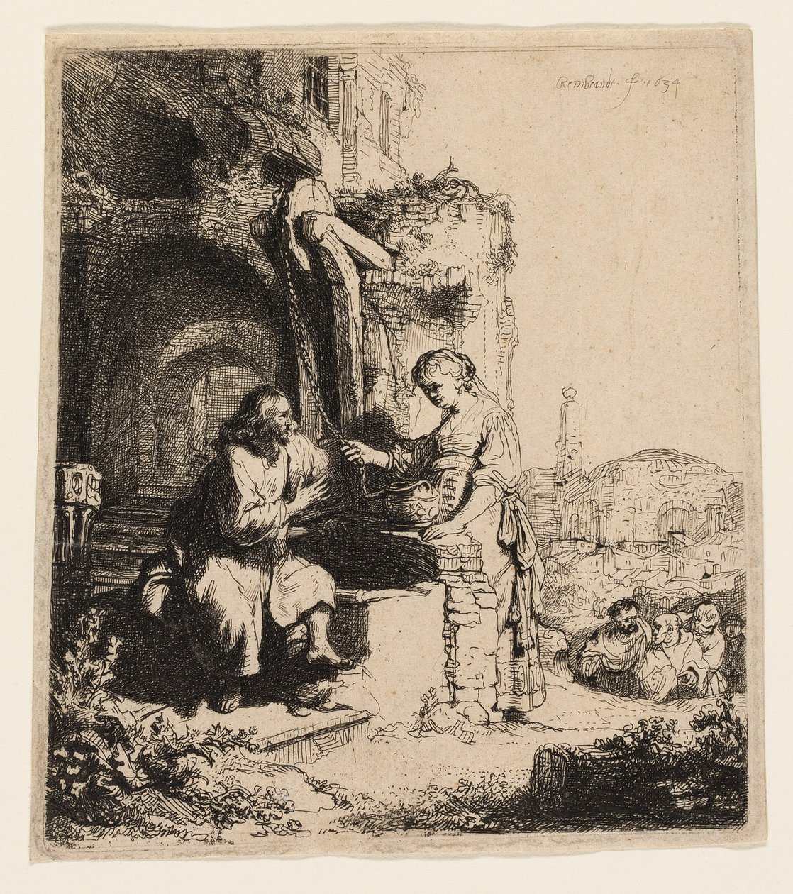 Krisztus és a szamáriai asszony a romok között alkotó: Rembrandt van Rijn