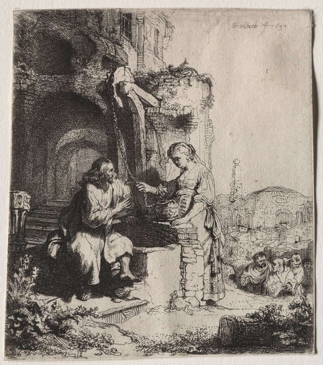 Krisztus és a szamáriai asszony a romok között alkotó: Rembrandt van Rijn