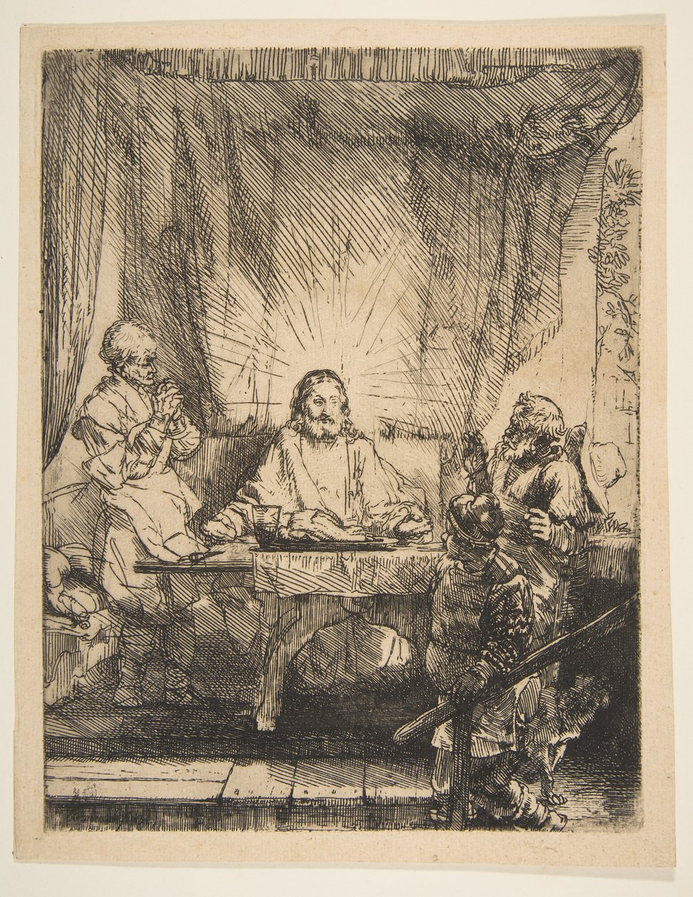 Krisztus Emmausban: A nagyobb tányér, 1654. alkotó: Rembrandt van Rijn