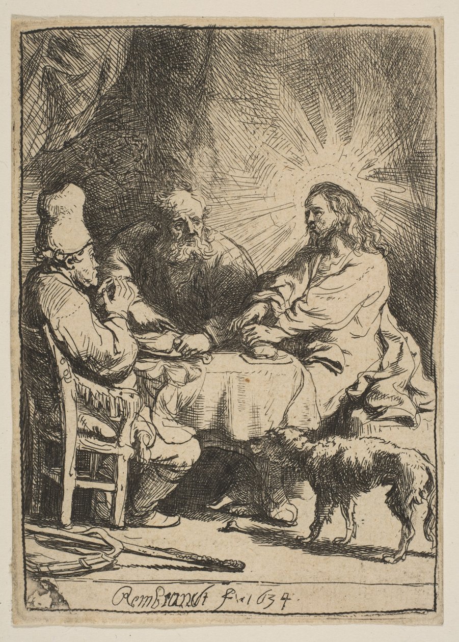 Krisztus Emmausban: A kisebb tányér, 1634. alkotó: Rembrandt van Rijn