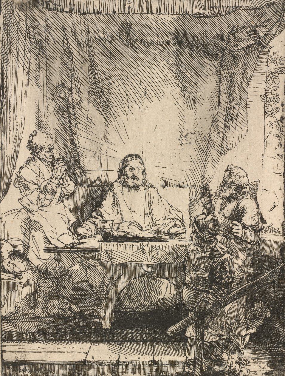 Krisztus Emmausban: a nagyobb tányér, 1654. alkotó: Rembrandt van Rijn