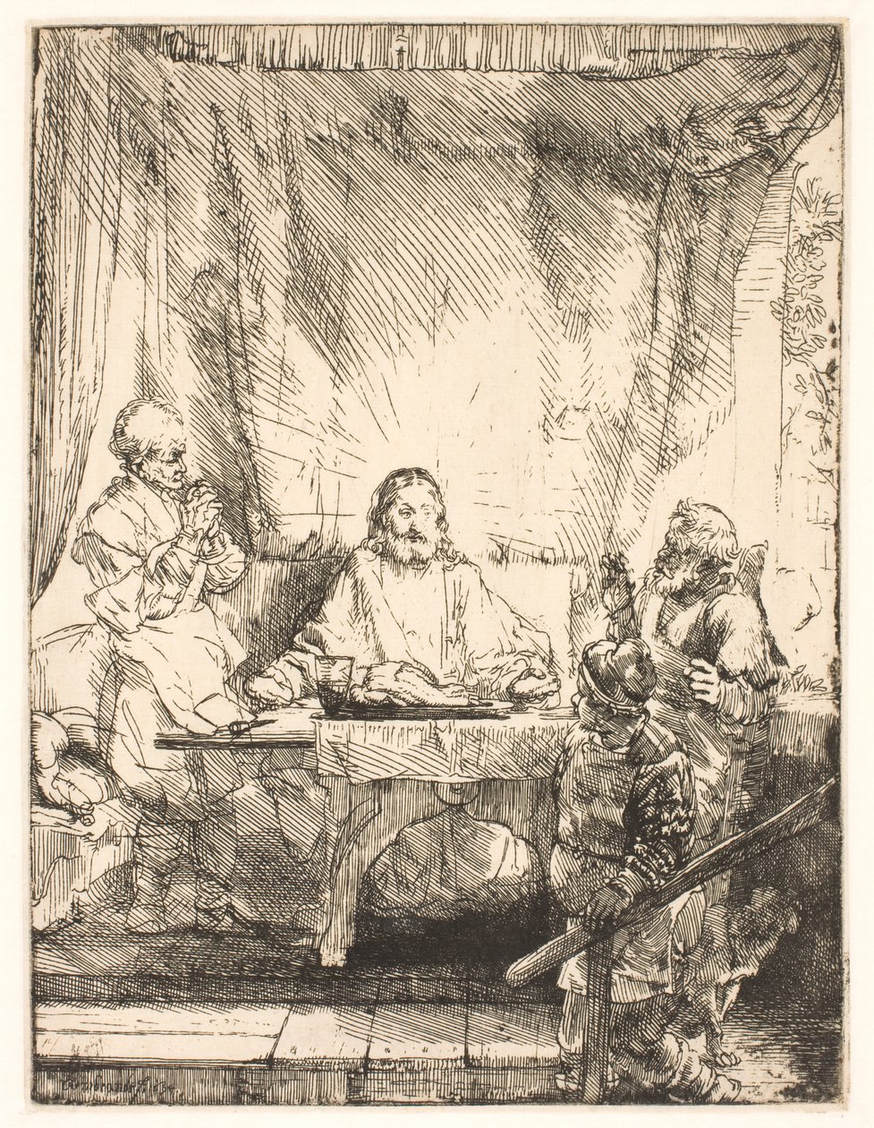 Krisztus Emmausban: a nagyobb tányér alkotó: Rembrandt van Rijn