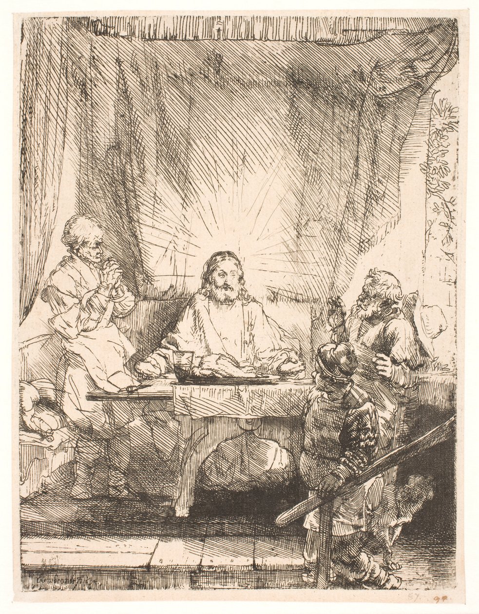 Krisztus Emmausban: a nagyobb táblakép alkotó: Rembrandt van Rijn