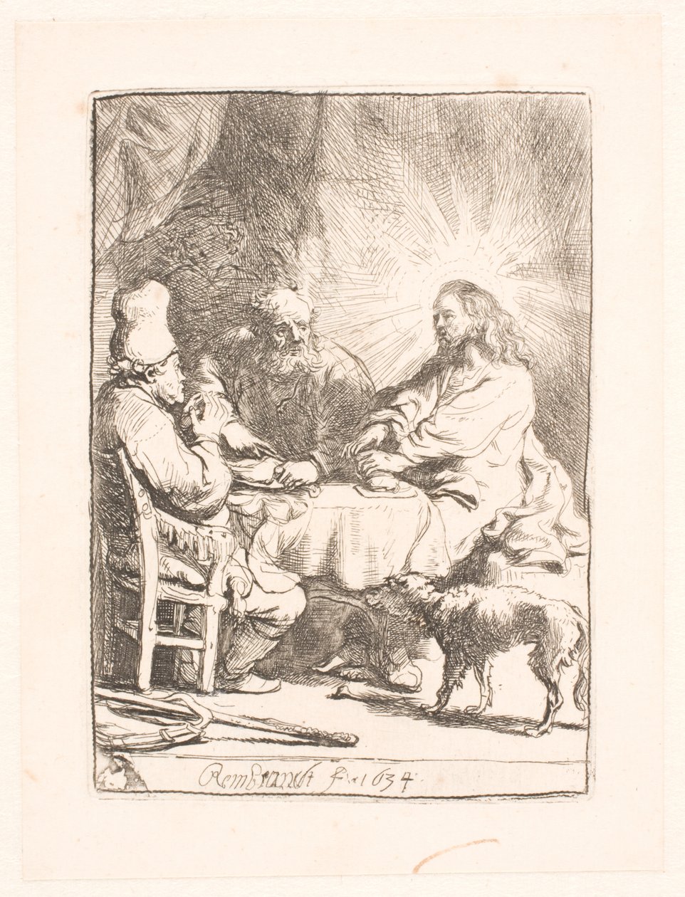 Krisztus Emmausban: a kisebb tányér alkotó: Rembrandt van Rijn