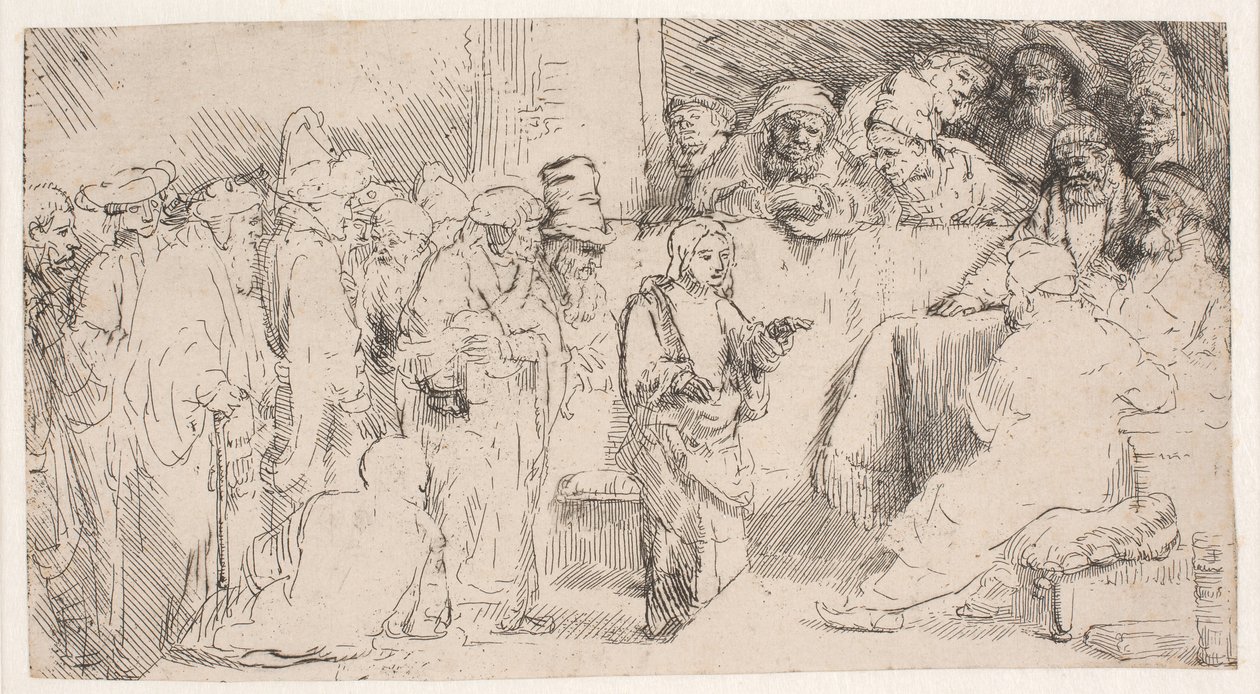Krisztus vitája a törvénytudókkal: vázlat alkotó: Rembrandt van Rijn