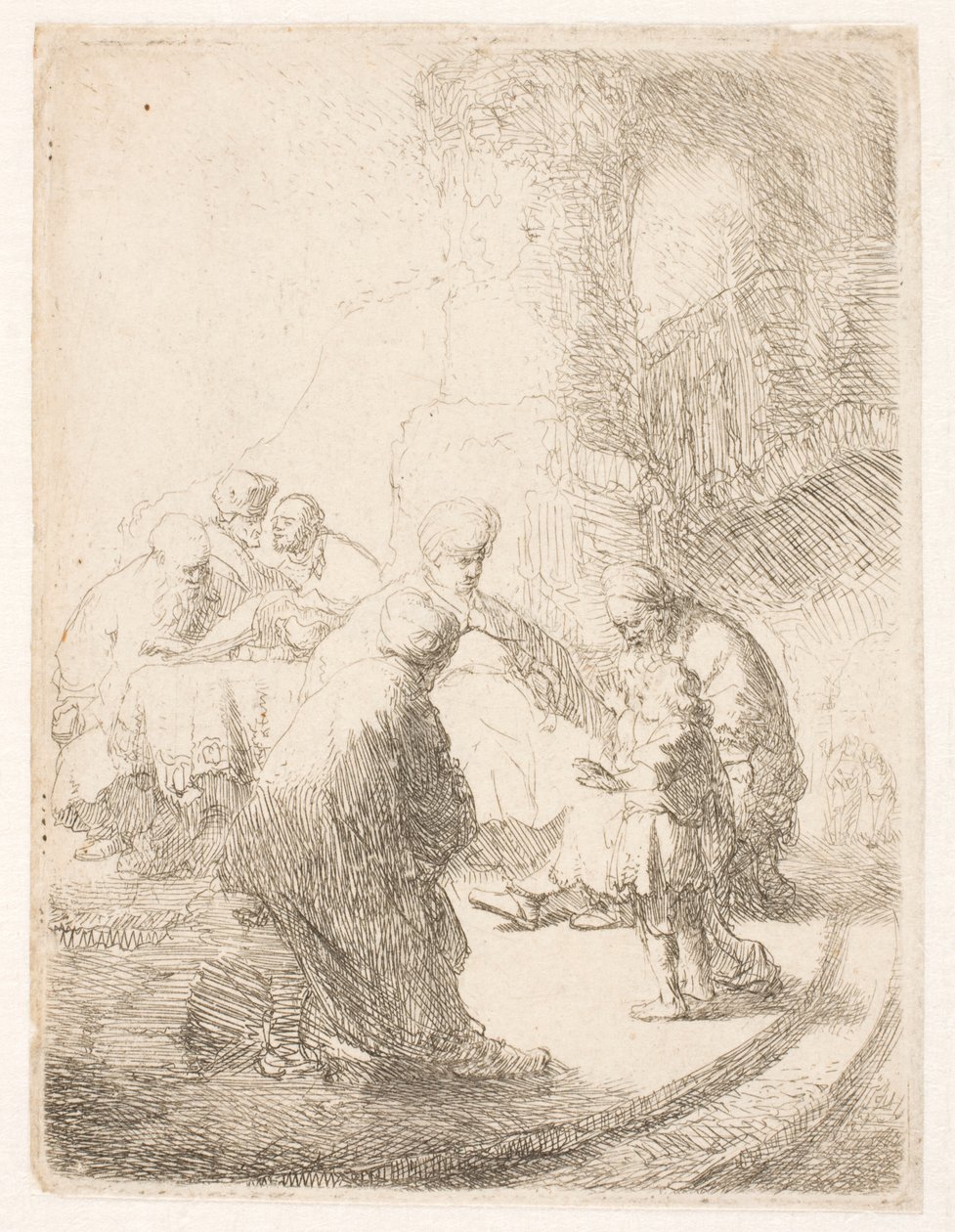 Krisztus vitája a törvénytudókkal: kis táblakép alkotó: Rembrandt van Rijn