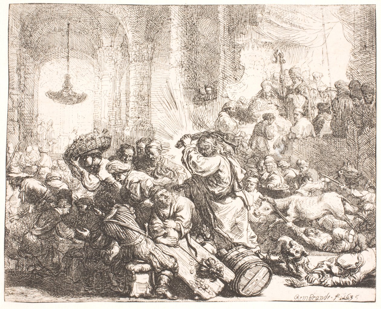 Krisztus kiűzi a pénzváltókat a templomból alkotó: Rembrandt van Rijn