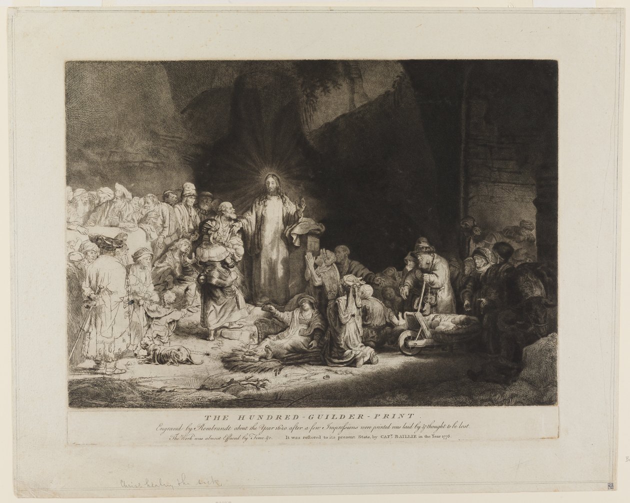Krisztus a betegek körében, miközben a kisgyermekeket fogadja alkotó: Rembrandt van Rijn