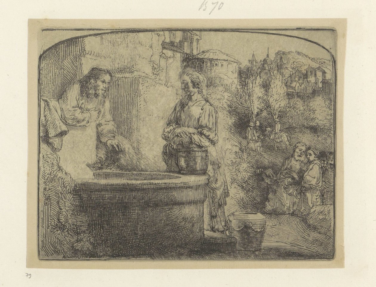 Krisztus és a szamaritánus asszony Recueil de quatre-vingt-cinq estampes originales (sorozat címe) alkotó: Rembrandt van Rijn