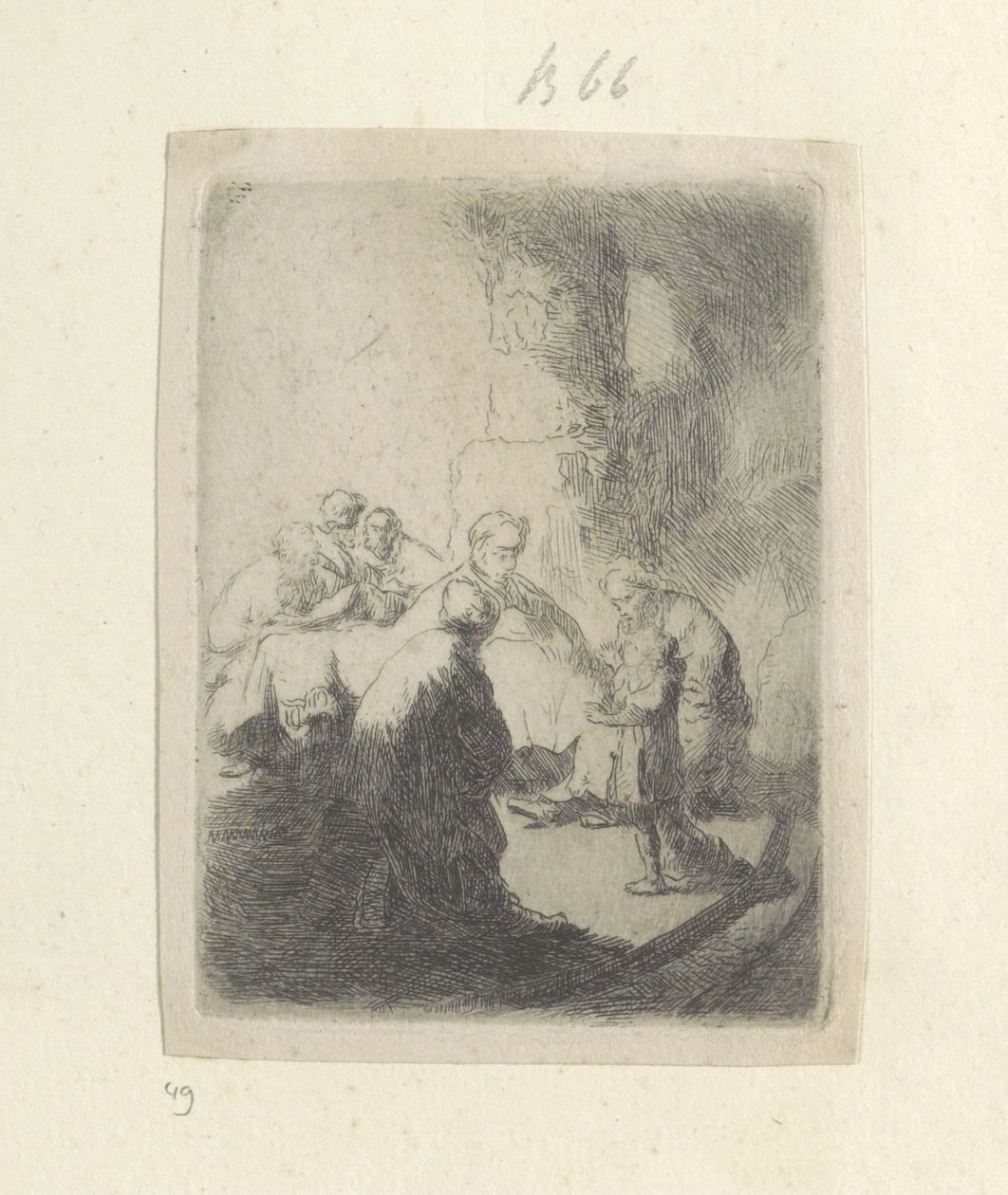 Krisztus és az írástudók: kis tányér Recueil de quatre-vingt-cinq estampes originales (sorozat címe) alkotó: Rembrandt van Rijn