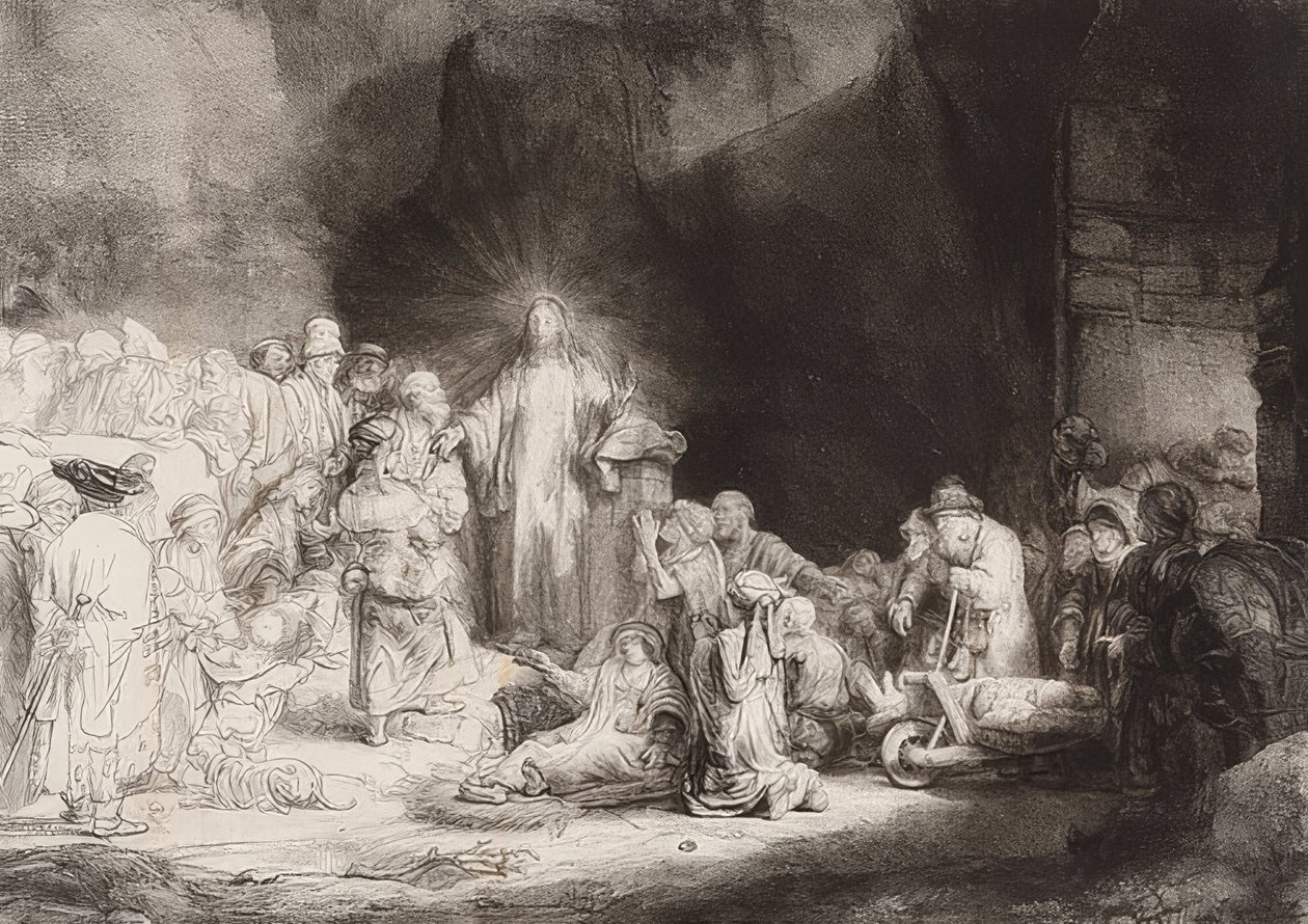 A száz gulden levél. 1649 körül alkotó: Rembrandt van Rijn