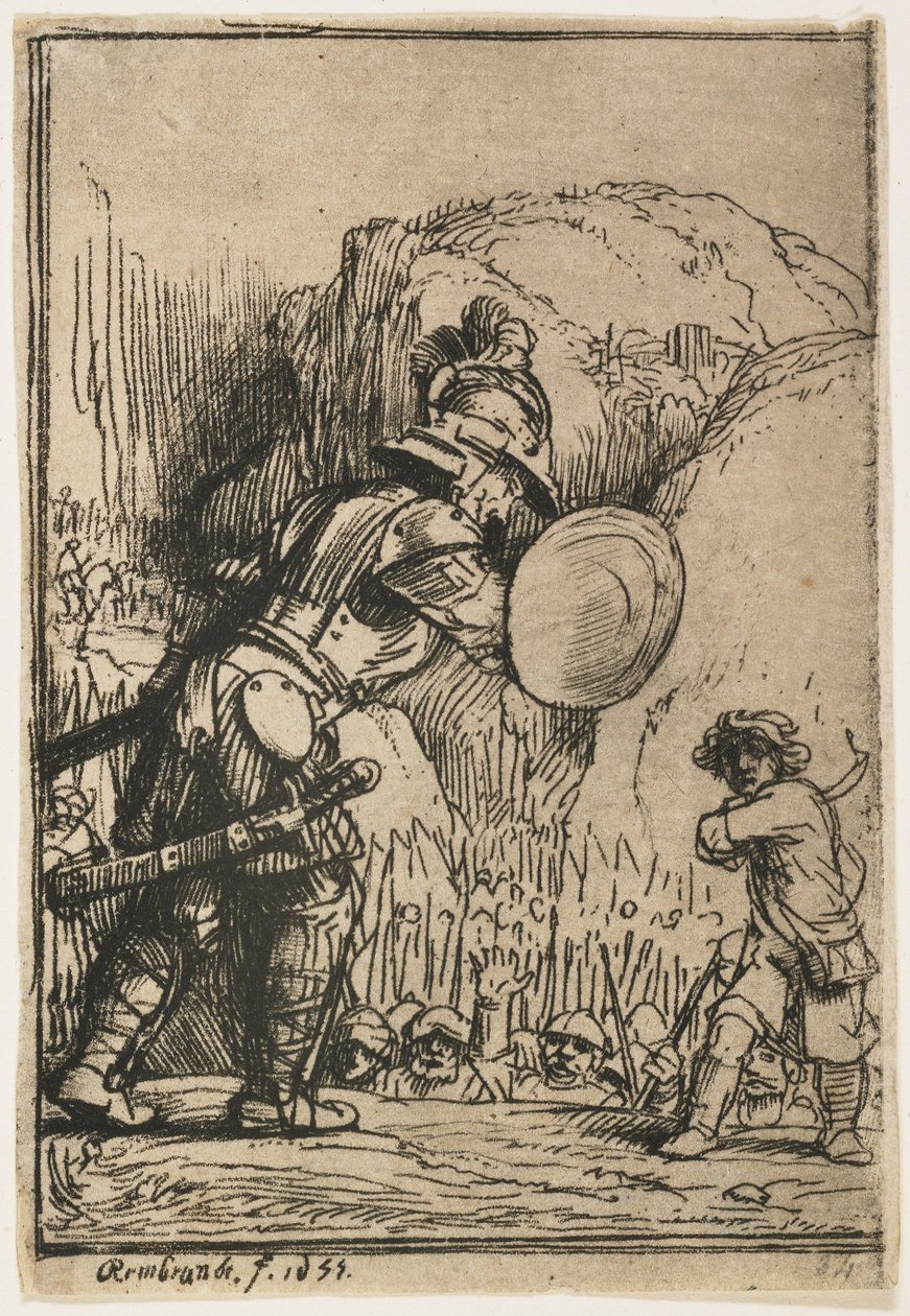 Dávid és Góliát, 1655 alkotó: Rembrandt van Rijn