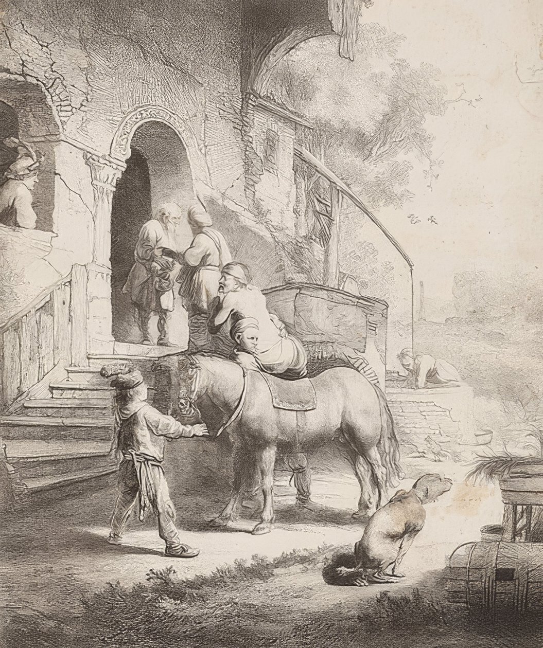 A jó szamaritánus. 1633 alkotó: Rembrandt van Rijn