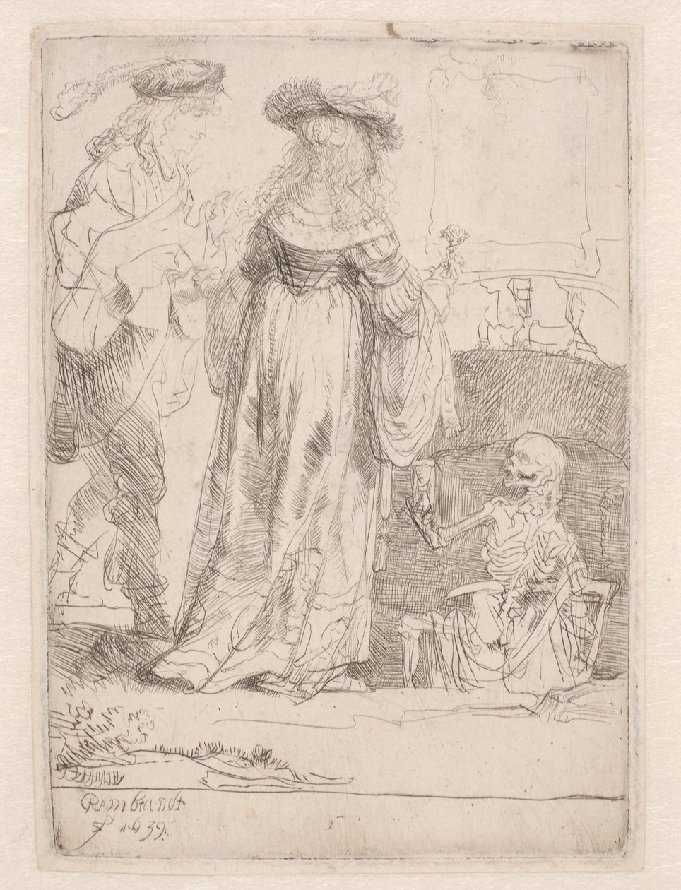 A fiatal pár és a halál alkotó: Rembrandt van Rijn