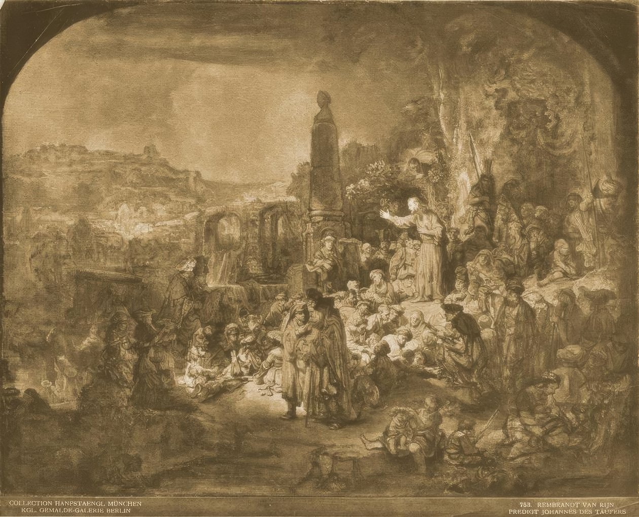 Keresztelő János prédikációja alkotó: Rembrandt van Rijn