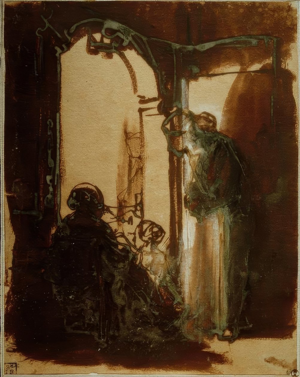 Három nő az ajtóban alkotó: Rembrandt van Rijn