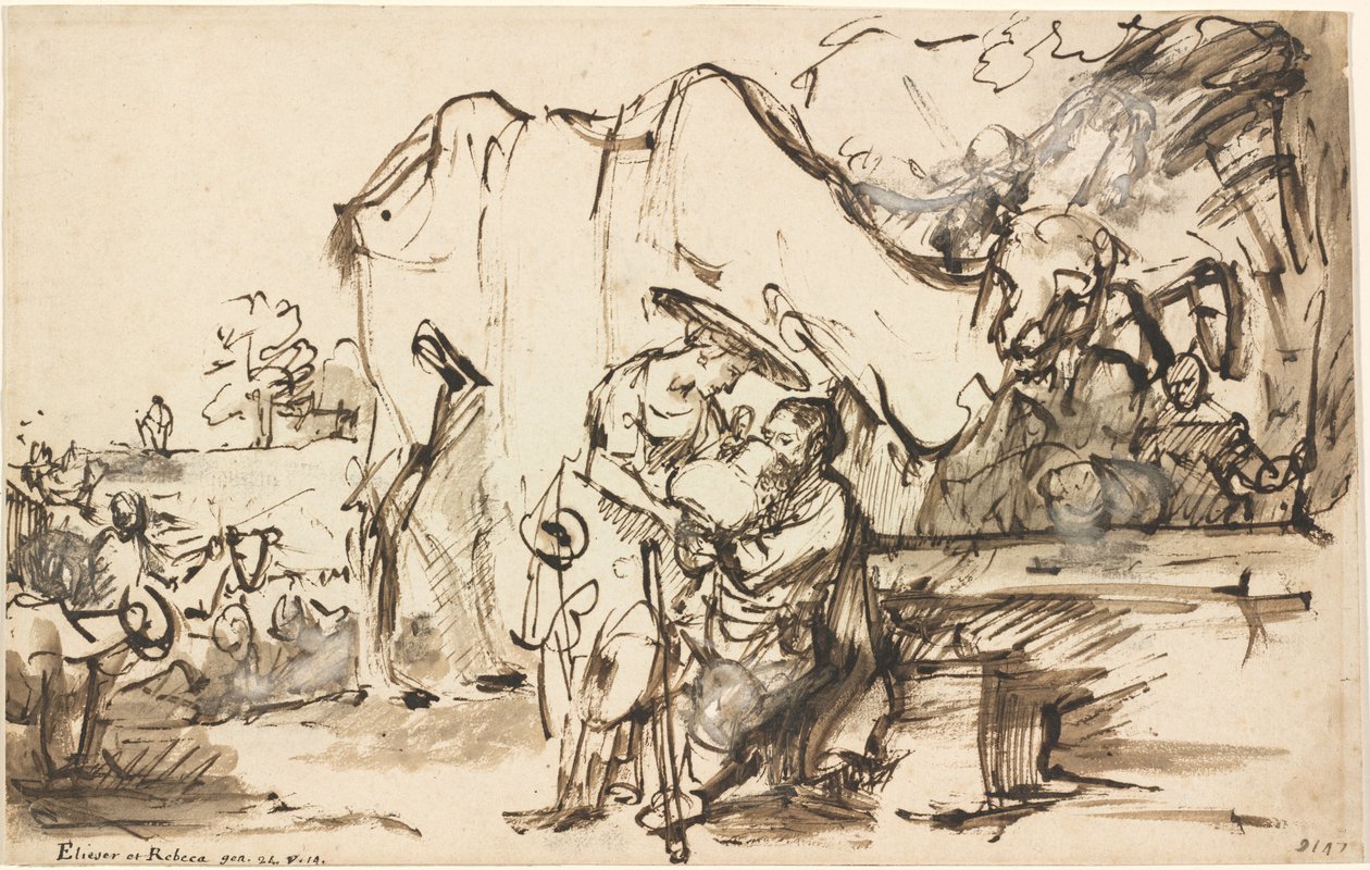 Eliezer és Rebecca a kútnál alkotó: Rembrandt van Rijn