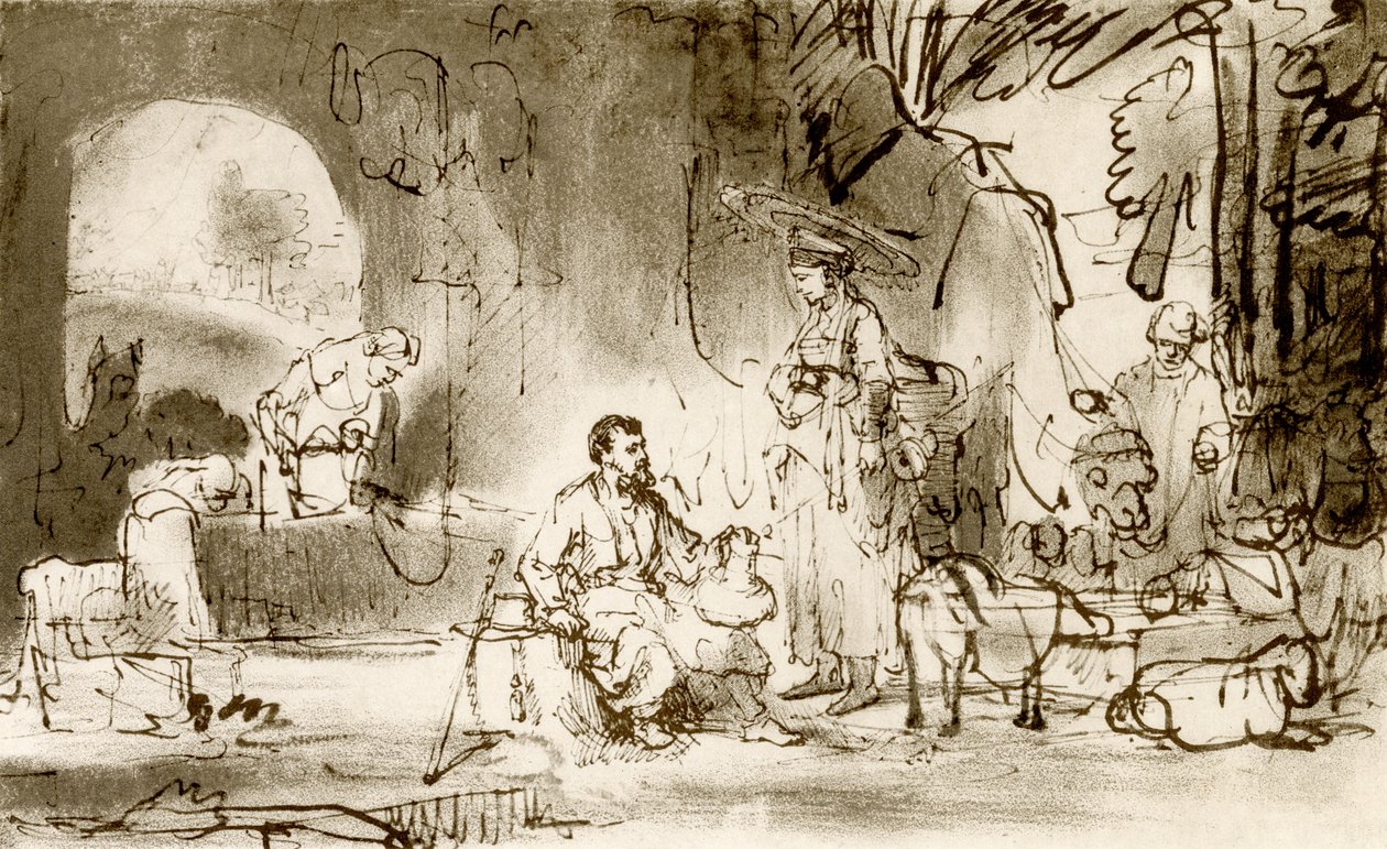 Eliezer és Rebecca a kútnál alkotó: Rembrandt van Rijn