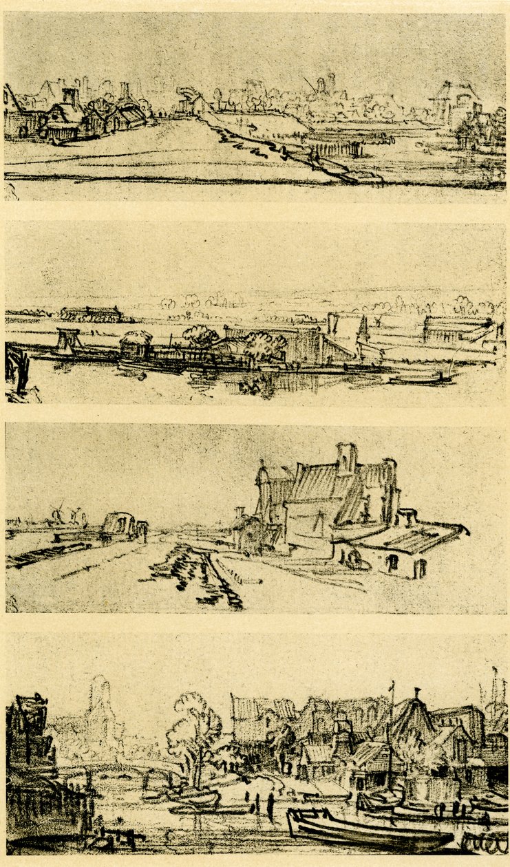 Négy tájtanulmány alkotó: Rembrandt van Rijn