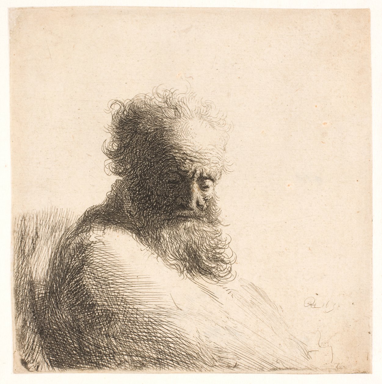 Öreg szakállas férfi. Mellbőség alkotó: Rembrandt van Rijn